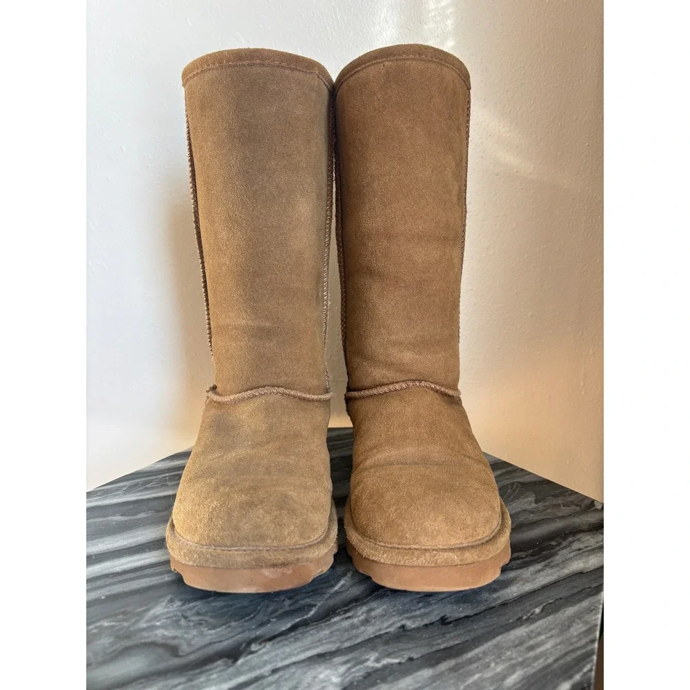 Bearpaw Tall Suede Boots Brown Winter Comfort‎ Lined Women's Size 8